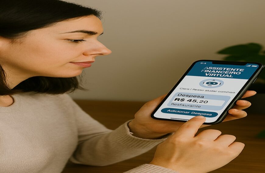 Pessoa acessando ferramenta de controle financeiro pelo celular